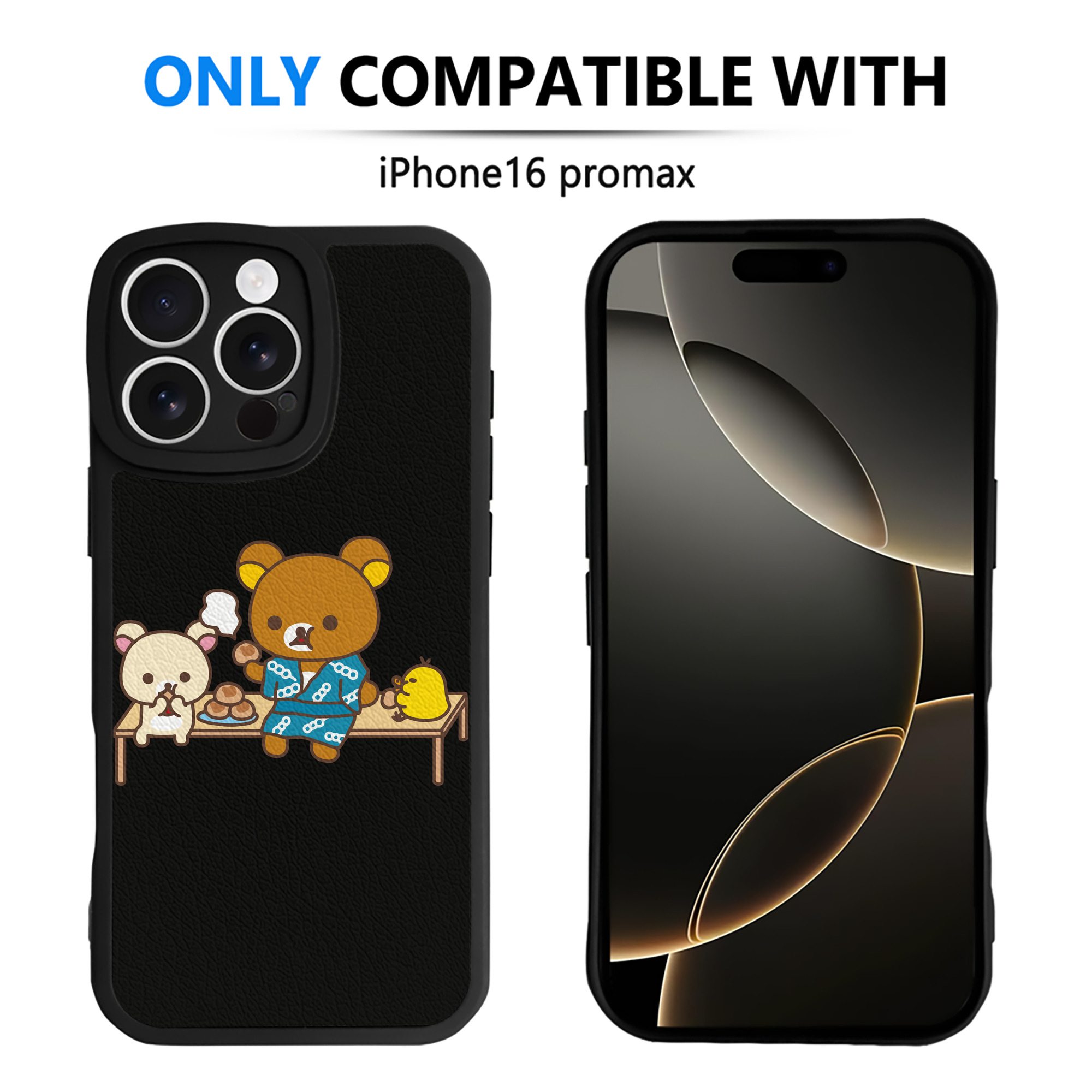 （画像用） リラックマ リラックマ キイロイトリ Rilakkuma Korilakkuma Kiiroitori 【iPhone 16シリーズ対応】シリコンスマホケース（レザー調） 材質：シリコン